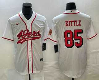 Men%27s San Francisco 49ers #85 George Kittle White Color Rush With Patch Cool Base Stitched Baseball Jersey